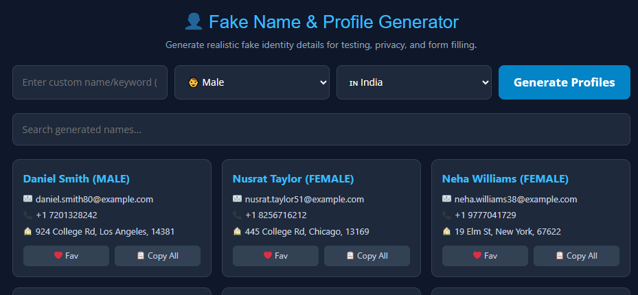 Fake Name Generator 